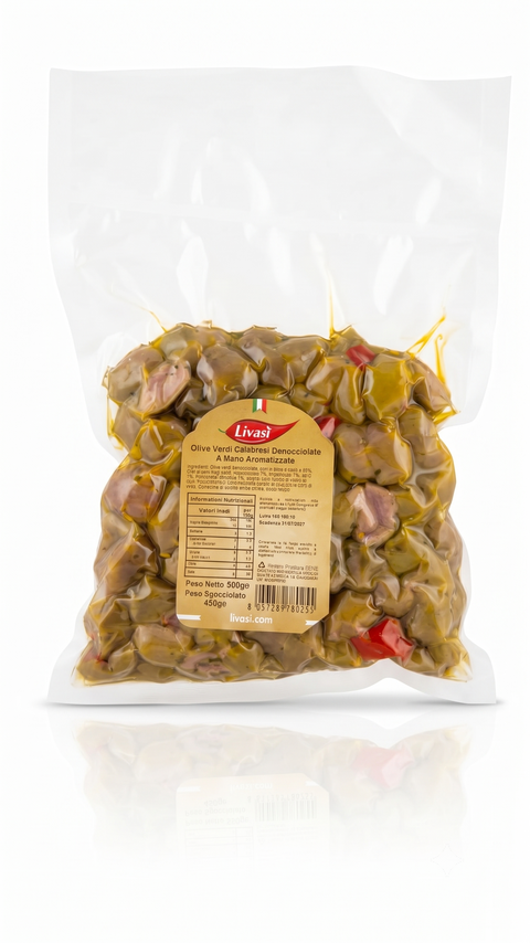 Olive Verdi Calabresi Denocciolate A Mano Aromatizzate