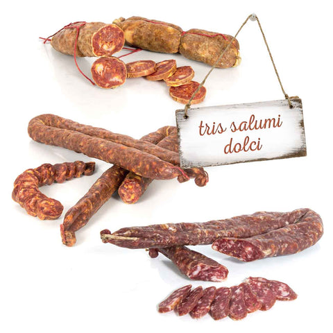 TRIS SALUMI DOLCI - Salsiccia con cipolla di Tropea - Soppressata - Salsiccia dolce