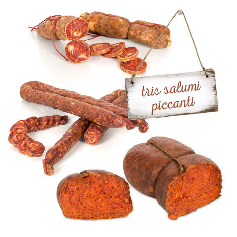 TRIS SALUMI PICCANTI- 'Nduja di Spilinga - Salsiccia piccante - Soppressata